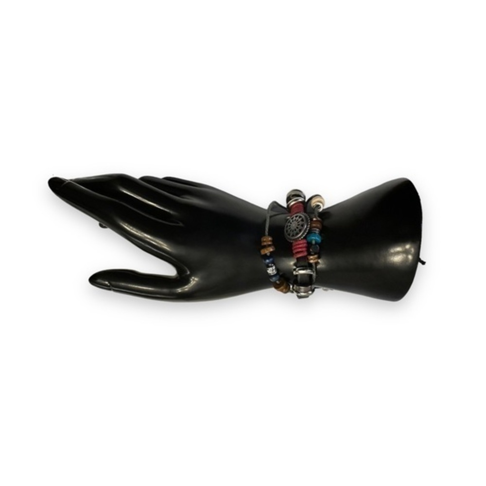 4/$25 - 
 Beaded Leather corded bracelet with charms